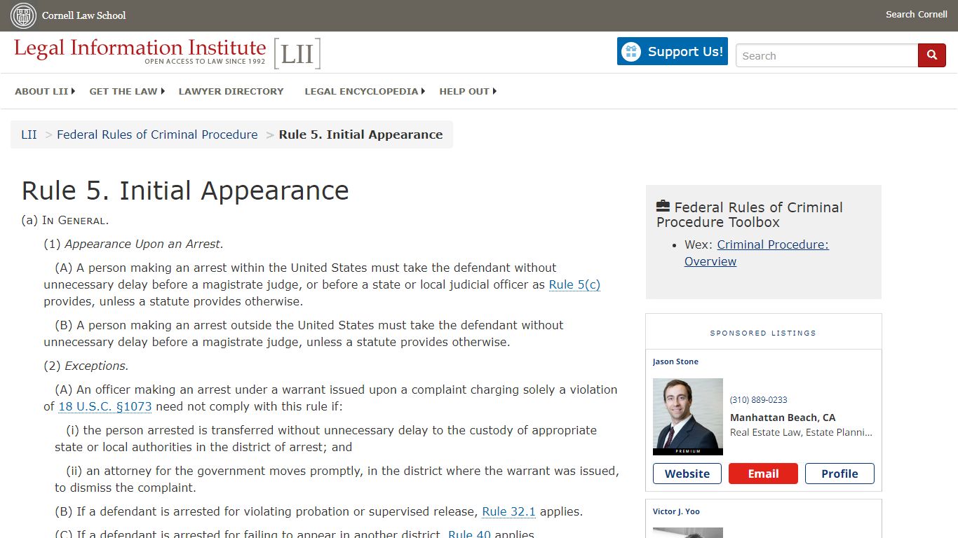 Rule 5. Initial Appearance | Federal Rules of Criminal Procedure | US ...